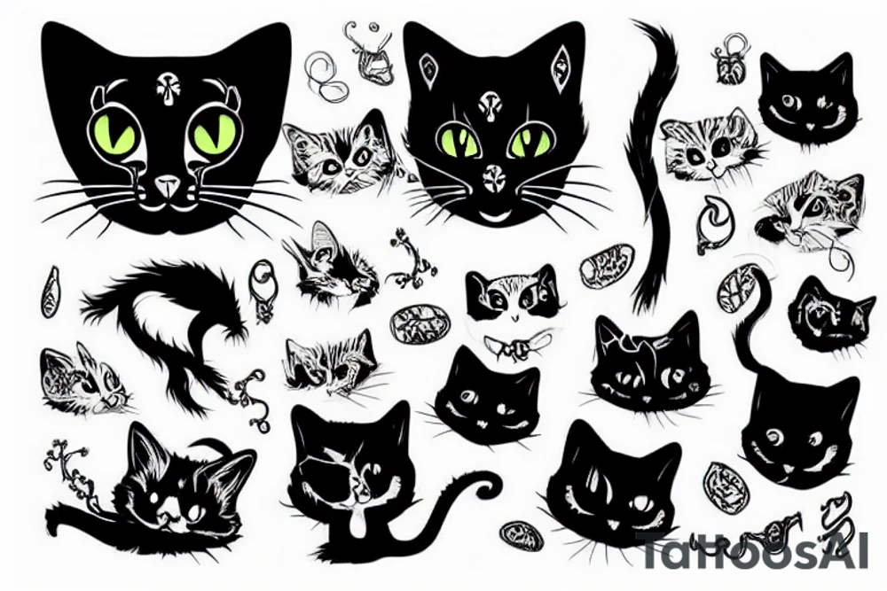 Gothic cat tattoo idea