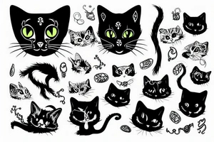 Gothic cat tattoo idea