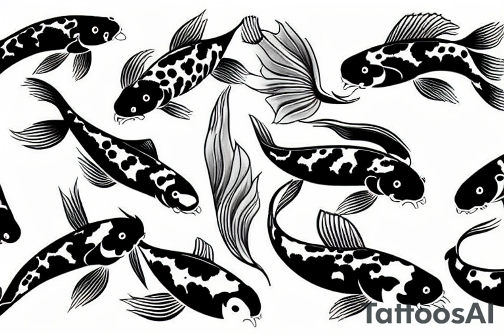 Koi fish in a pond Asian style tattoo idea