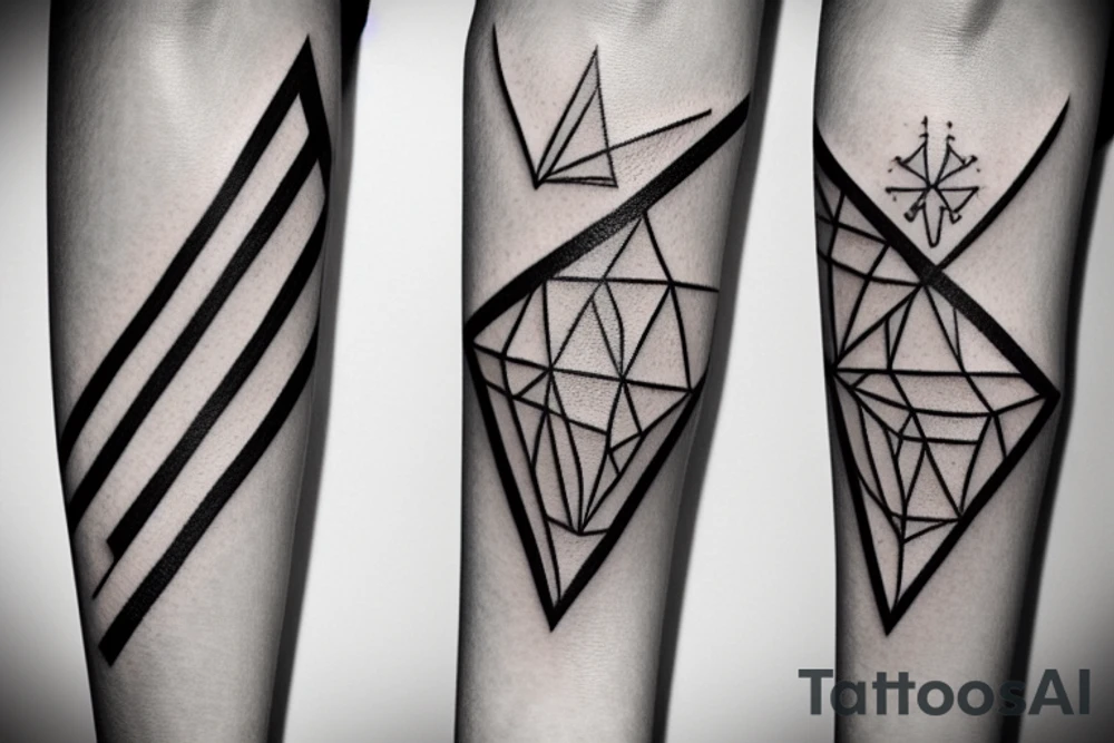 Something triangular and downpointing on the inner forearm in basic style tattoo idea