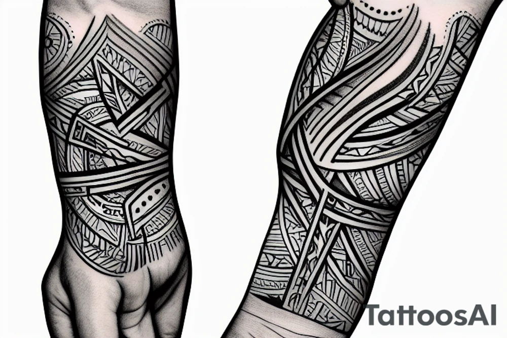 Downpointing sketch on the inner forearm in basic style tattoo idea