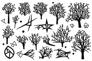 sakura tree beautiful flower branches, geometric shapes, and anime tattoo idea