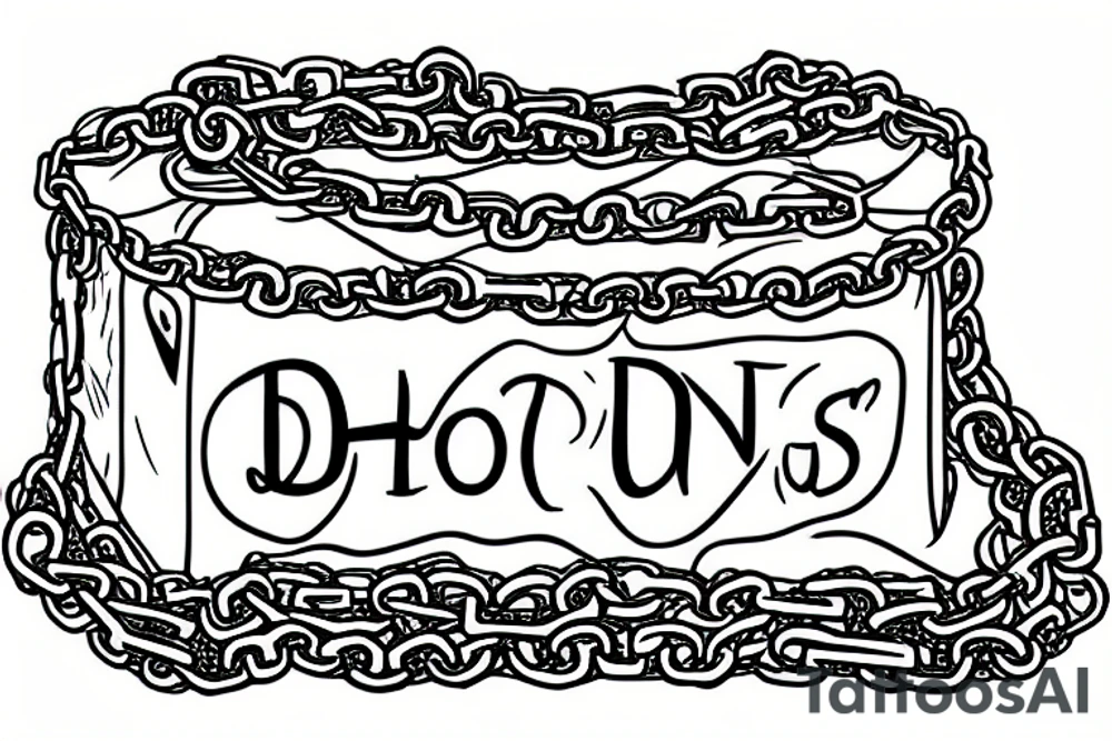 A chain Coffin with chains wrapped around it. The words "do not open" carved into it tattoo idea