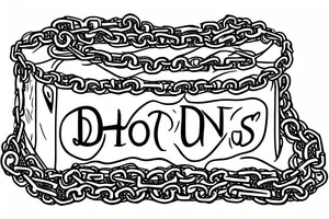 A chain Coffin with chains wrapped around it. The words "do not open" carved into it tattoo idea