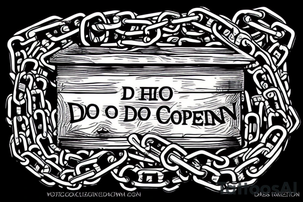 A chain Coffin with chains wrapped around it. The words "do not open" carved into it tattoo idea