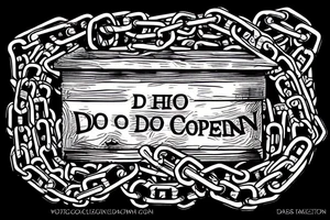 A chain Coffin with chains wrapped around it. The words "do not open" carved into it tattoo idea