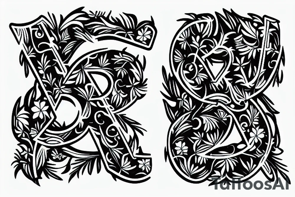 letter B, plant, villa ,logo tattoo idea