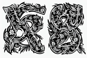 letter B, plant, villa ,logo tattoo idea