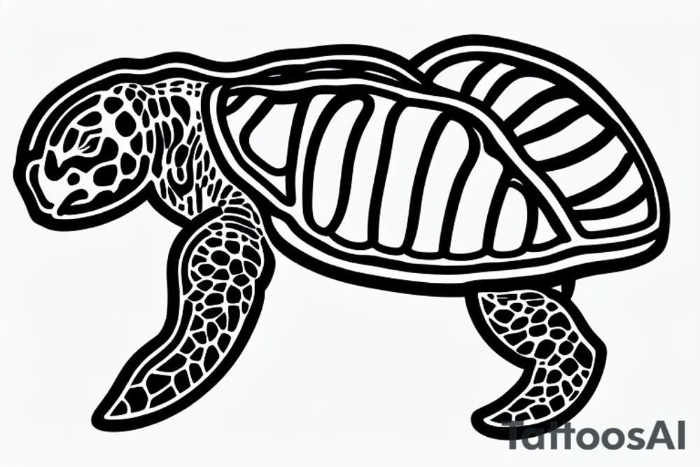 person riding a turtle like a horse tattoo idea