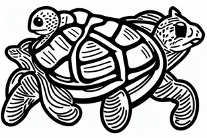person riding a turtle like a horse tattoo idea