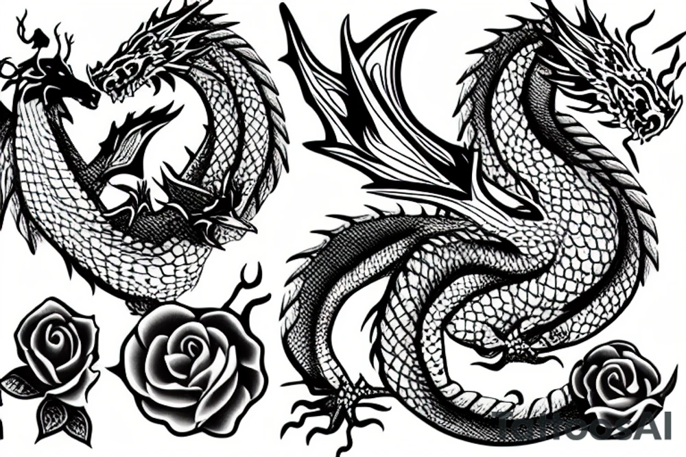 A dragon made from roses tattoo idea