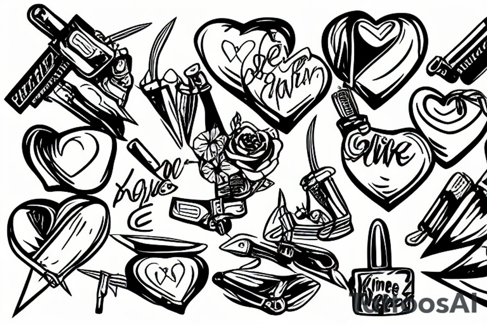 barbwire trucks knives hearts girls tattoo idea