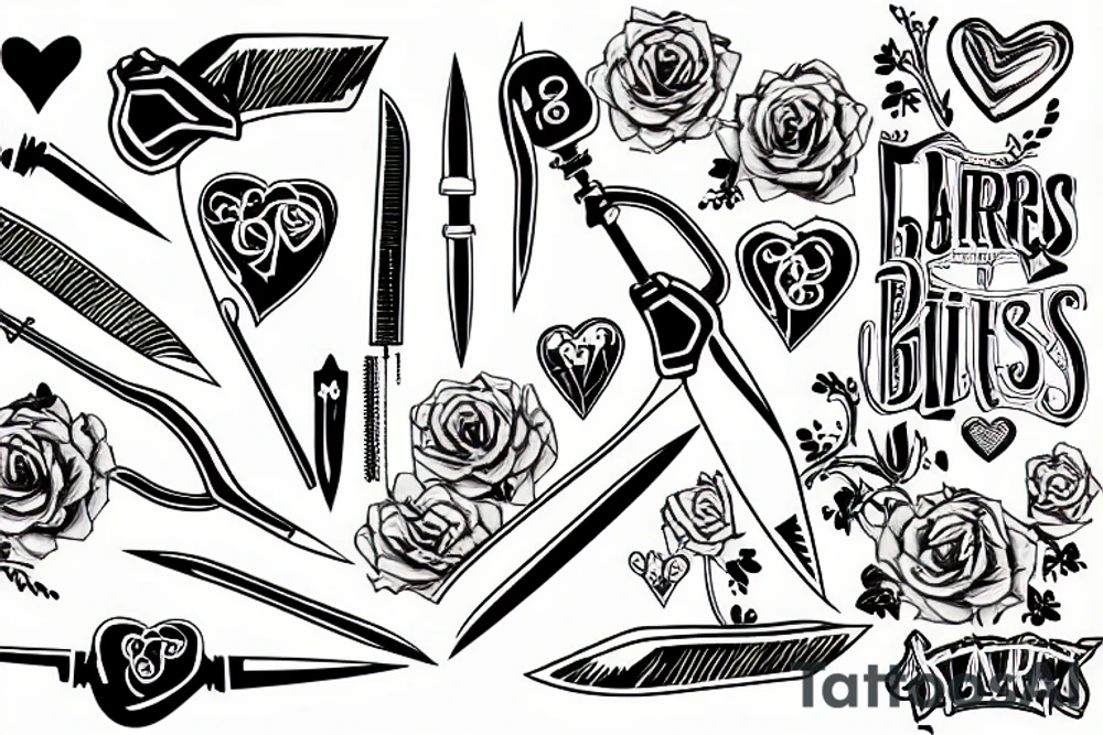 barbwire trucks knives hearts girls tattoo idea