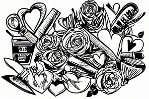 barbwire trucks knives hearts girls tattoo idea