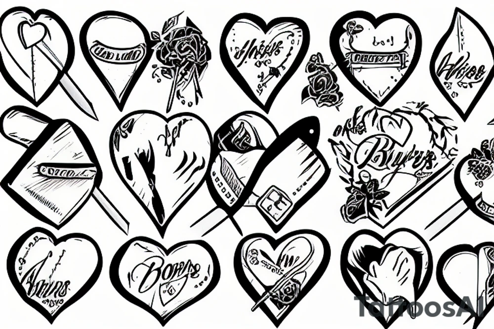 barbwire trucks knives hearts girls tattoo idea