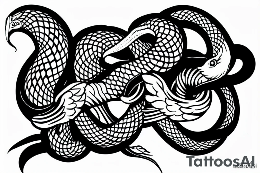 ouroboros snake killing an angel tattoo idea