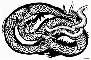 ouroboros snake killing an angel tattoo idea