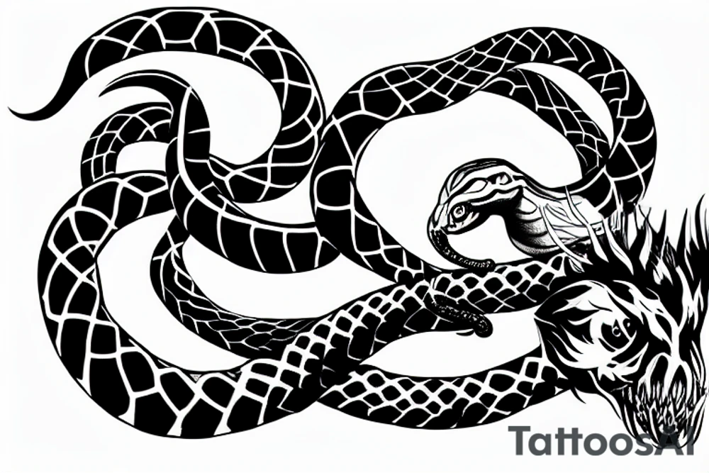 ouroboros snake killing an angel tattoo idea