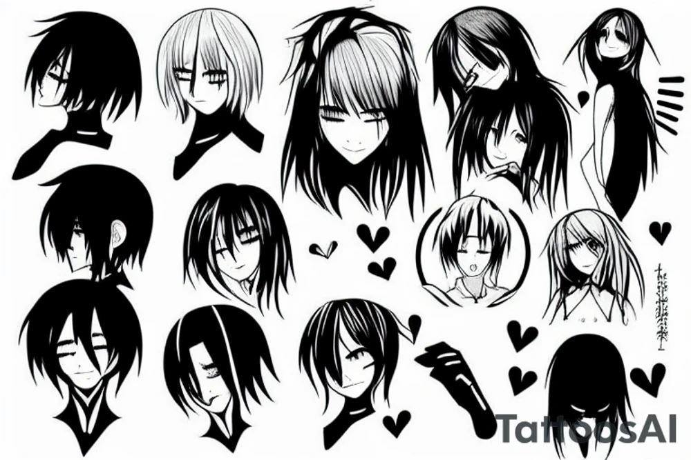 emo sad  fangirl anime tattoo idea
