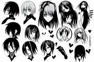 emo sad  fangirl anime tattoo idea