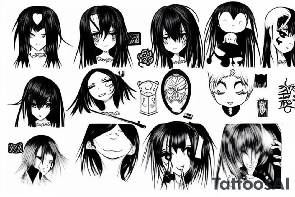 anime sad killing psycho girl tattoo idea