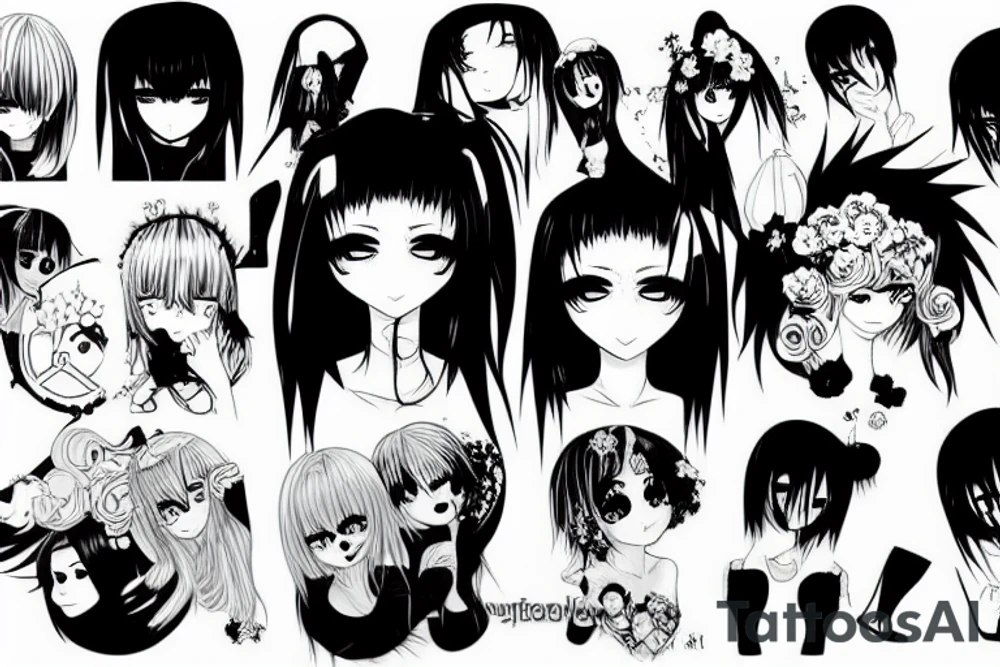 anime sad killing psycho girl tattoo idea