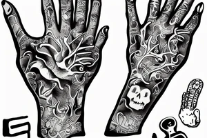bone hand holding a keyboard tattoo idea