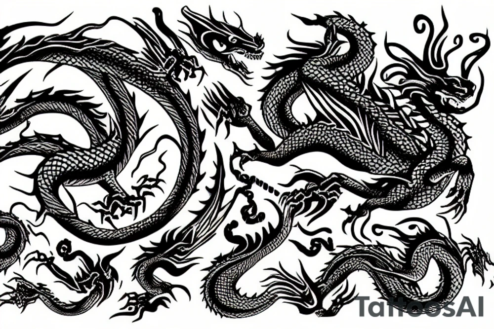 dragon in a labyrinth gone sexual tattoo idea