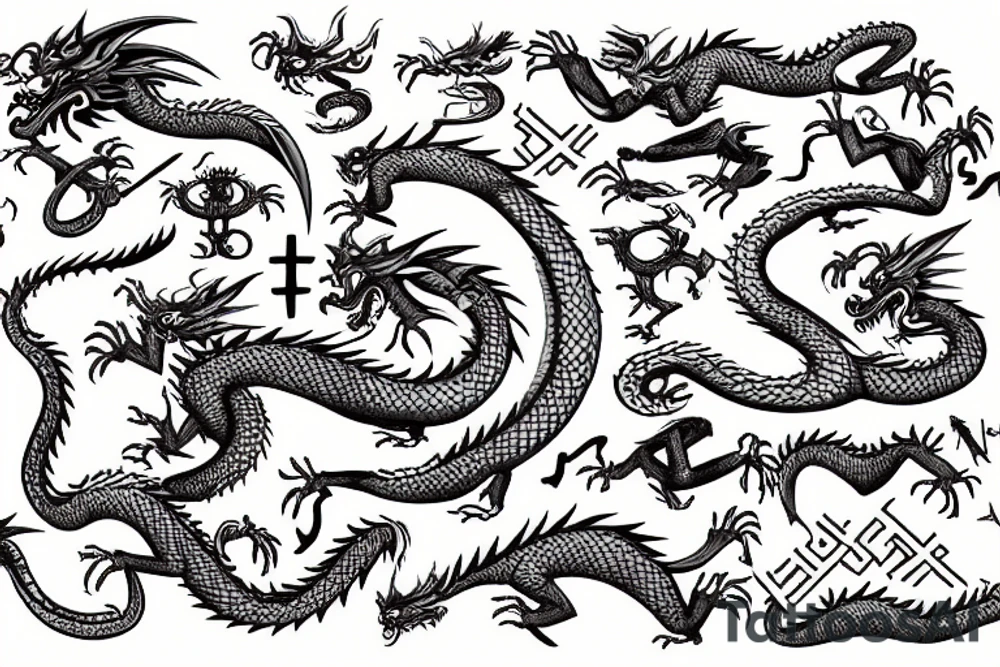 dragon in a labyrinth gone sexual tattoo idea