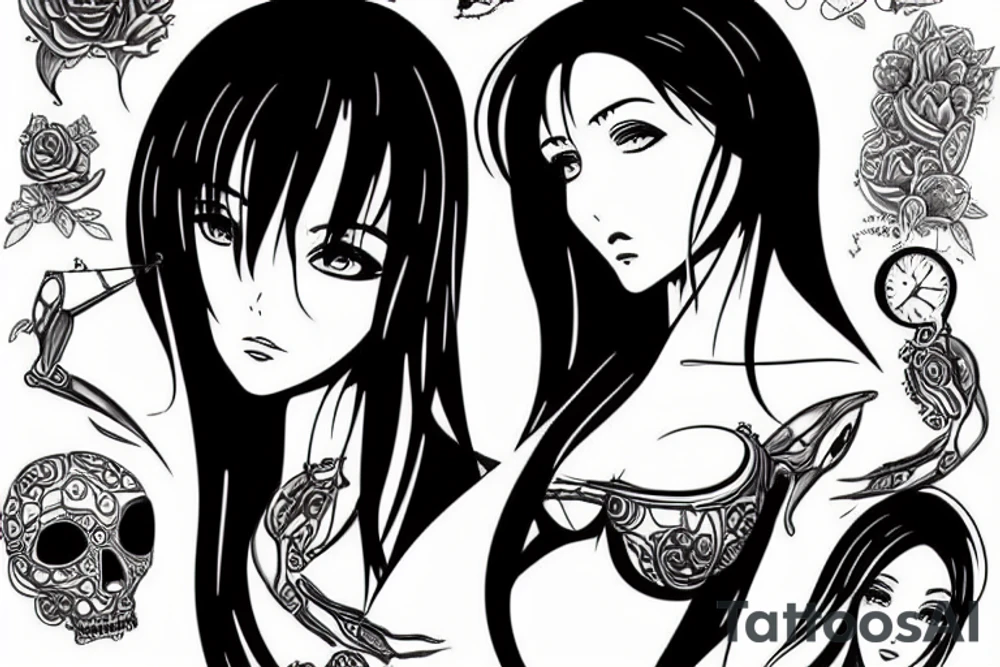 monica bellucci anime girl tattoo idea