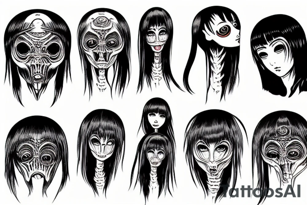 Junji Ito hr giger anime girl tattoo idea