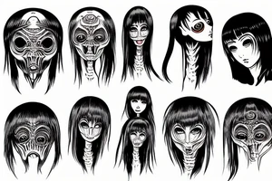 Junji Ito hr giger anime girl tattoo idea