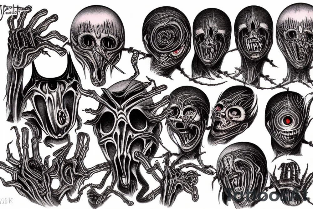 Junji Ito hr giger spider tattoo idea