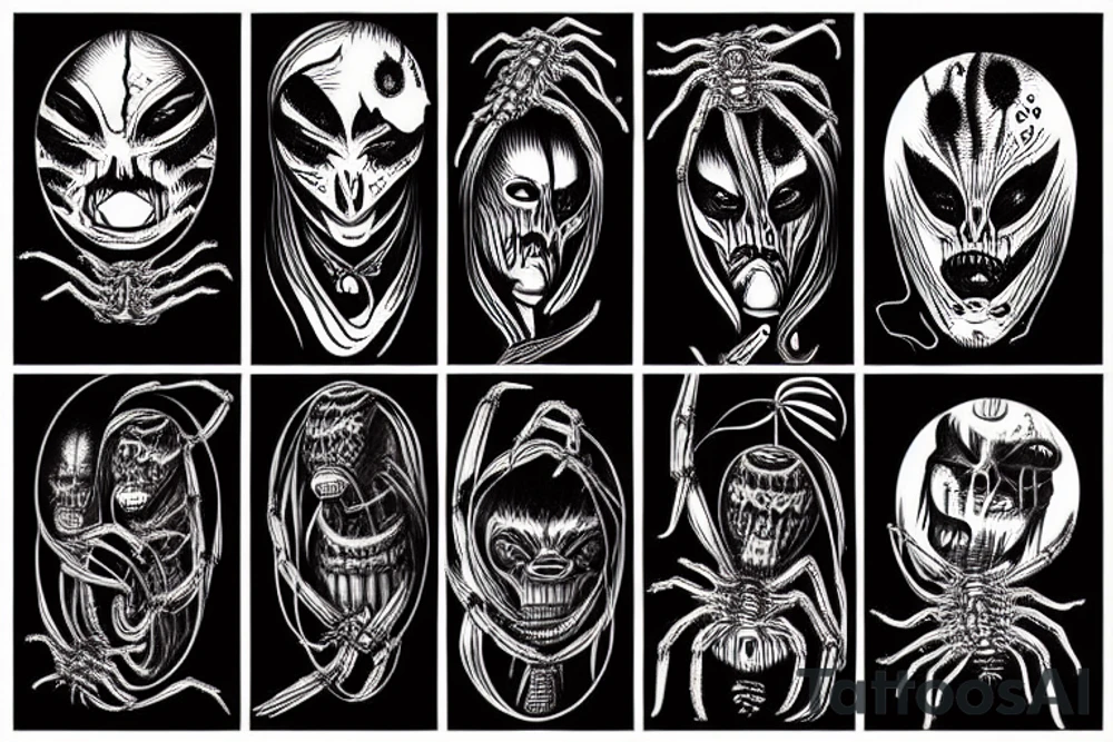 Junji Ito hr giger spider tattoo idea