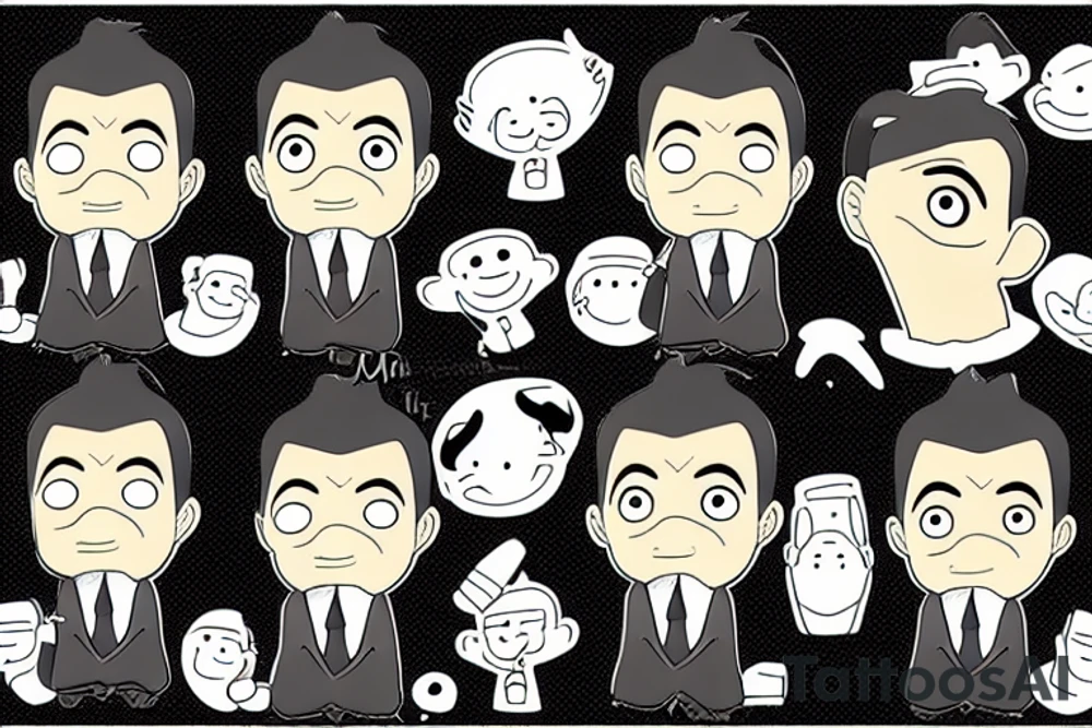 Mr Bean anime boy tattoo idea