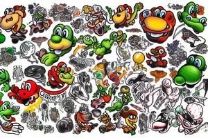 big yoshi tattoo idea