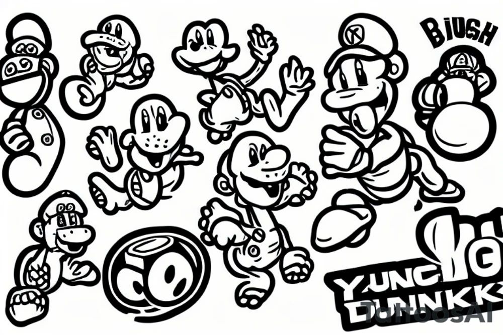BIG YOSHI videogame dunkey funny tattoo idea