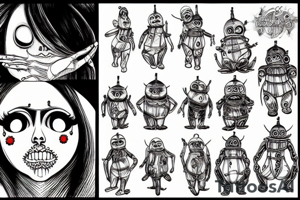 sexy teletubbies Junji Ito giger tattoo idea