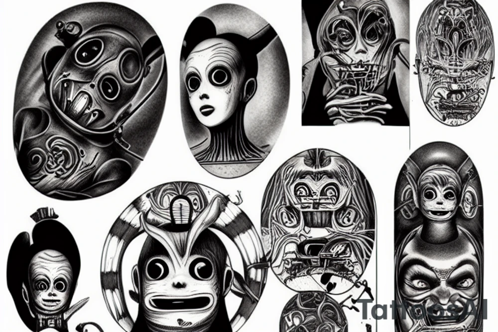 sexy teletubbies Junji Ito giger tattoo idea