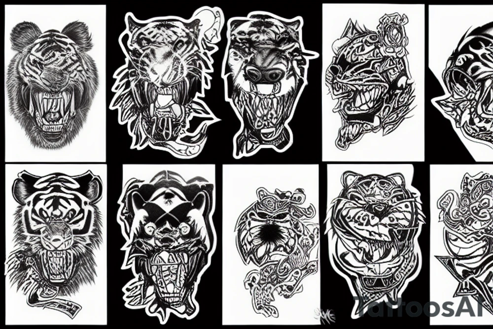 Growling tiger tattoo idea