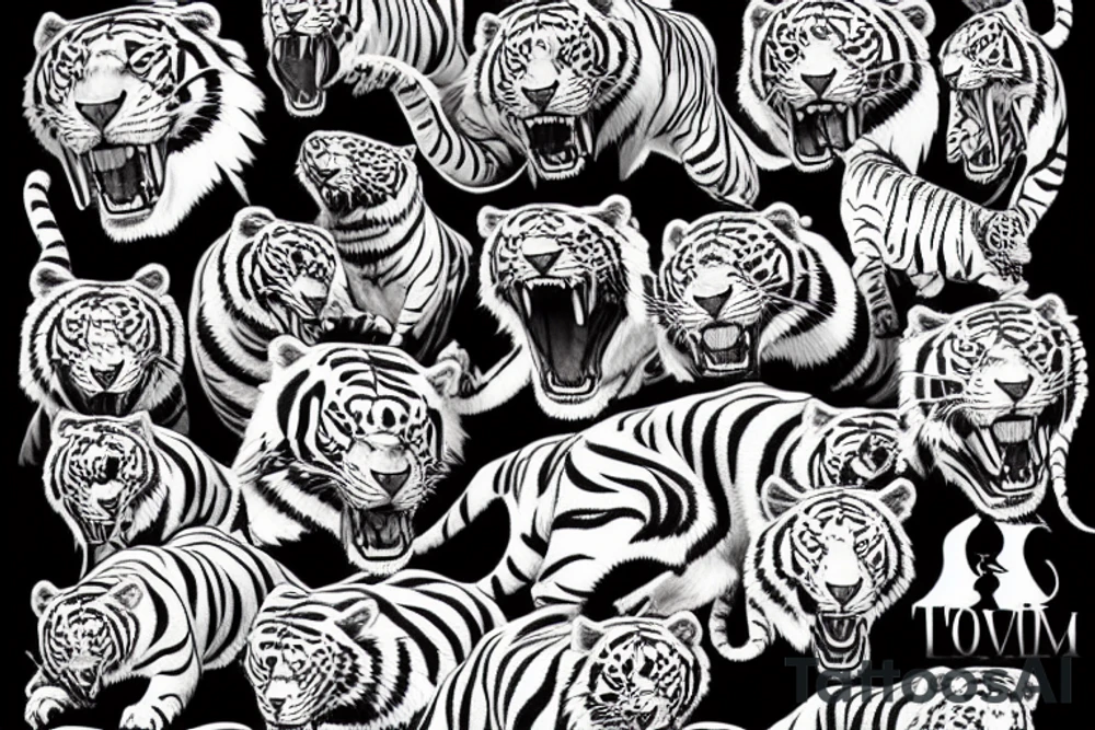 Growling tiger tattoo idea