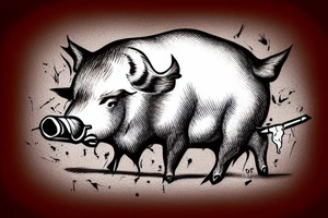 Boar with a cigar in its mouth blowing smoke out its nose tattoo idea