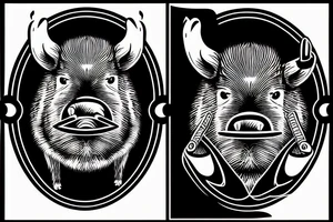 Boar with a cigar in its mouth blowing smoke out its nose tattoo idea