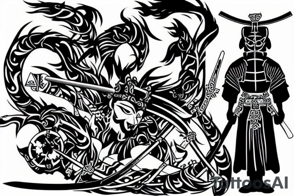 samurai 3 swords tattoo idea