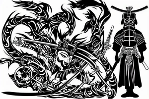 samurai 3 swords tattoo idea