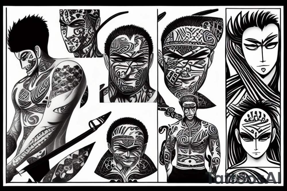roronoa zoro polynesian tattoo idea