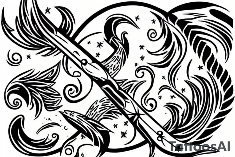 masculine Sagittarius and pisces combination tattoo idea