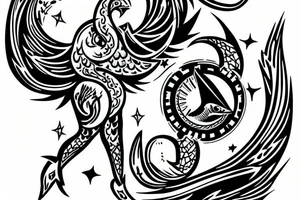 masculine Sagittarius and pisces combination tattoo idea