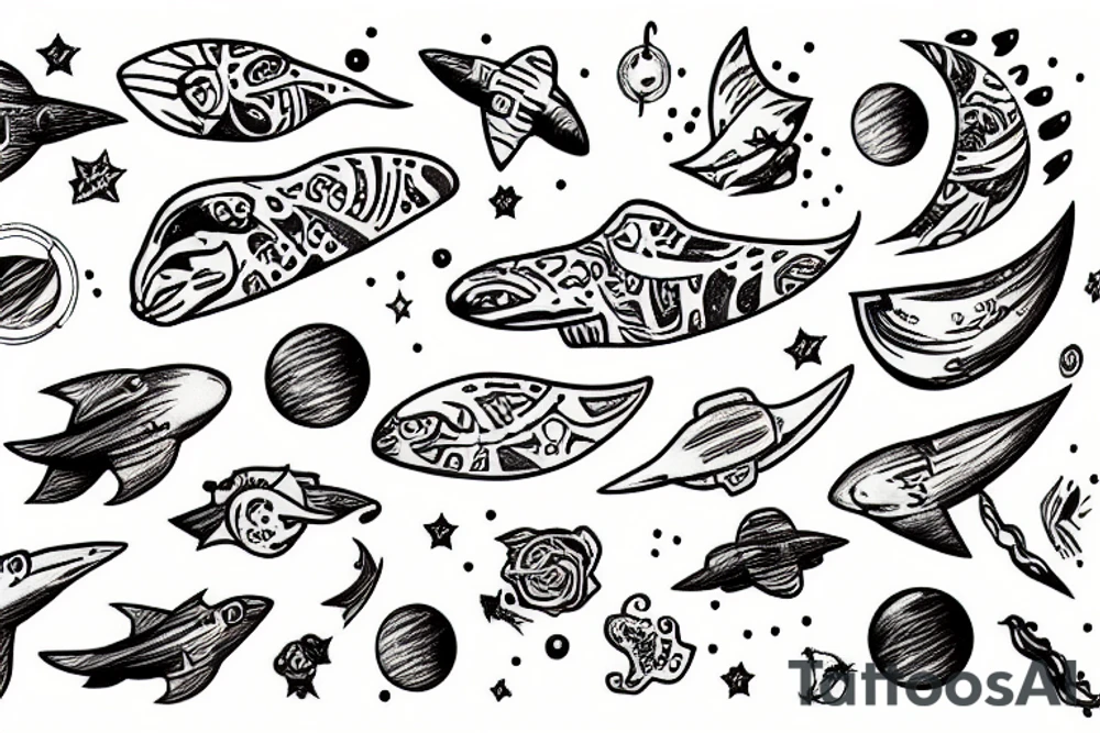 a White whale in space tattoo idea