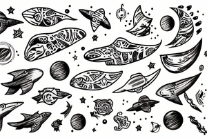 a White whale in space tattoo idea